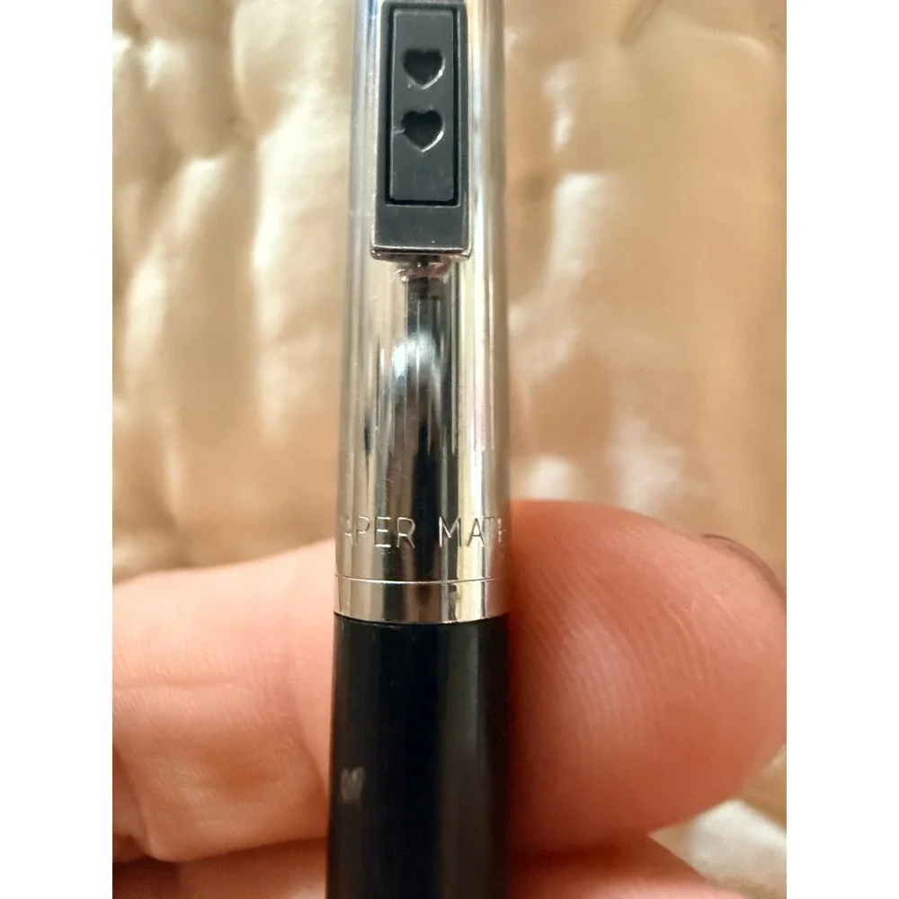 Vintage Paper Mate Mechanical Pencil Chrome and Black Double Heart Logo Slim
